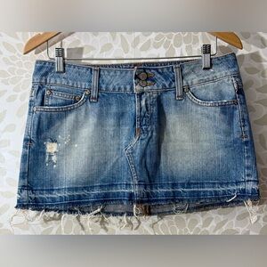 Vintage Y2K Hint Jeans S Women’s 7 Micro Mini Low Rise Jean Skirt Distressed